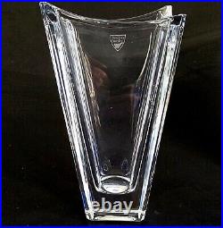 1 (One) ORREFORS POLARIS Cut Lead Crystal 8 Flower Vase Signed Silver Tag