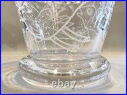 10 Diameter Signed Etched Clear Crystal Kosta Boda Center Bowl with Ruffled Edge