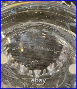 10 Diameter Signed Etched Clear Crystal Kosta Boda Center Bowl with Ruffled Edge