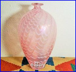 10 LARGE PINK kosta boda iridescent swirl art glass vase b vallien scan design