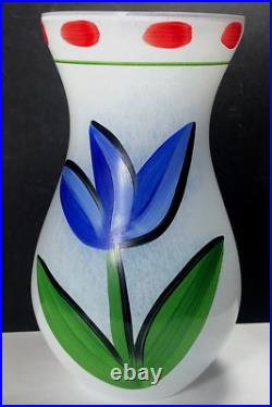 11 Kosta Boda Art Glass BlueTulip Vase Sweden Ulrica Hydman Vallien Large