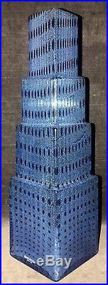 12 Kosta Boda Bertil Vallien Metropolis Blue Glass Vase Scandinavian Swedish MS