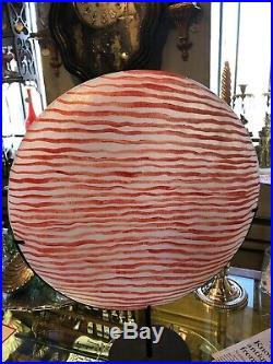 14.5 Diameter Signed Kosta Boda Pink Striped Charger with Stand