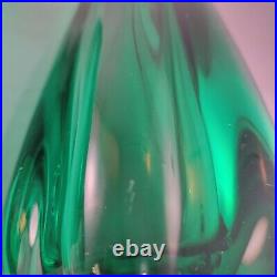 1940s Pair Kosta Boda Submerged Art Glass Emerald Green Elis Bergh Design Vase