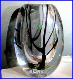 1950s VICKE LINDSTRAND Kosta LARGE Hüst TREES IN AUTUMN Art Glass Vase LH1759