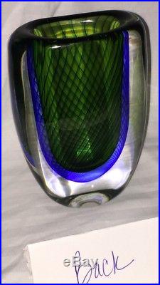 1950s Vicke Lindstrand Kosta Art Glass Vase. Signed