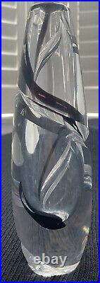 1958 Kosta Boda 8 Cut Glass Amethyst Swirl Contour Vase # 601 Vicke Lindstrand