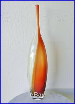 1980's Kosta Boda 20 Kjell Engman TOBAGO Large Bottle Glass Vase