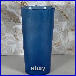 1996 Art Glass Blue Kosta Boda Vase by Bertil Vallien Sweden 8 Tall Signed