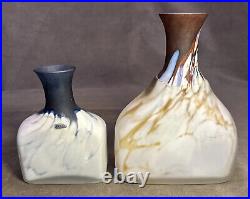 (2) Monica Backstrom Kosta Boda AB Sweden Cased Art Glass Bottle Vases