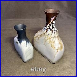 (2) Monica Backstrom Kosta Boda AB Sweden Cased Art Glass Bottle Vases