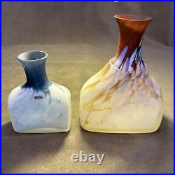 (2) Monica Backstrom Kosta Boda AB Sweden Cased Art Glass Bottle Vases