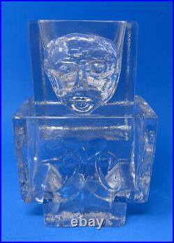 2 Piece Erik Hoglund Vtg 1960's Kosta Boda Art Glass Face Vase Stackable READ