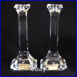 2 (Two) ORREFORS REGINA Lead Crystal 10Candle Holders Signed w Silver Tag