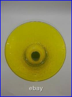 2 Vintage Kosta Boda Swedish Yellow Blue Blown Wine Glasses Great Condition