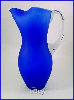 27.5cm Vintage Kosta Boda Pitcher/ jug by Gunnel Sahlin in Cobalt Blue Signed