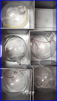 5 Kosta Boda LINE Glass Ball Ornaments Swirl Color Sweden Anna Ehrner Boxed Set