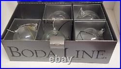 5 Kosta Boda LINE Glass Ball Ornaments Swirl Color Sweden Anna Ehrner Boxed Set