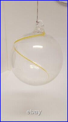 5 Kosta Boda LINE Glass Ball Ornaments Swirl Color Sweden Anna Ehrner Boxed Set