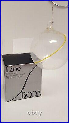 5 Kosta Boda LINE Glass Ball Ornaments Swirl Color Sweden Anna Ehrner Boxed Set