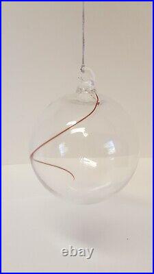 5 Kosta Boda LINE Glass Ball Ornaments Swirl Color Sweden Anna Ehrner Boxed Set