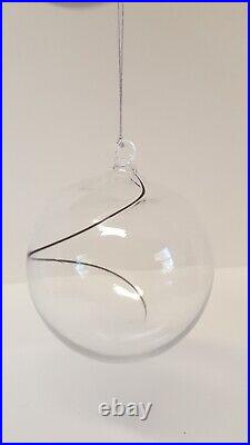 5 Kosta Boda LINE Glass Ball Ornaments Swirl Color Sweden Anna Ehrner Boxed Set