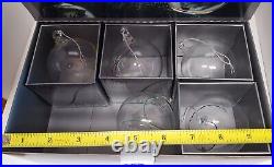 5 Kosta Boda LINE Glass Ball Ornaments Swirl Color Sweden Anna Ehrner Boxed Set