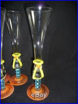 (6) Kosta Boda FENIX 11.75 Champagne Flutes Glasses Kjell Engman Design