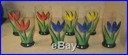 8Kosta Boda Tulipa Tulip 5.5 Glass Tumblers Each Signed & Hand-Painted