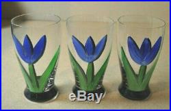 8Kosta Boda Tulipa Tulip 5.5 Glass Tumblers Each Signed & Hand-Painted