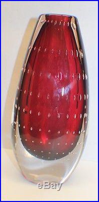Antique Kosta Vicke Lindstrand Sommerso Suspended Bubble Art Glass Vase