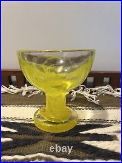 BULK BUY 7 x Kosta Boda Yellow Swirl Mine Ice Cream Bowl Glass