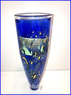 Beautiful Cobalt Blue Kosta Boda Vase Signed and # by Bertil Vallien Excellent