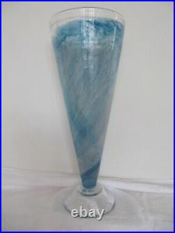 Beautiful Kosta Boda BLUE/WHITE Twister Tall Vase Signed ARTISTS CHOICE RARE