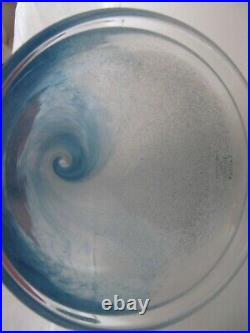 Beautiful Kosta Boda BLUE/WHITE Twister Tall Vase Signed ARTISTS CHOICE RARE