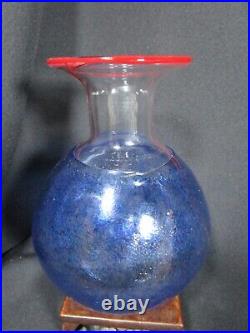 Beautiful Large Kosta Boda Signed Bertil Vallien Speckled Blue Glass Vase