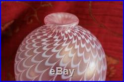 Beautiful Swedish Kosta Boda' MINOS' Swirling Pink Glass Vase 1980's