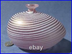 Bertil Vallien Aphrodite Art Glass Vase white Stripes Kosta Boda iridescent Pink