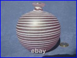 Bertil Vallien Aphrodite Art Glass Vase white Stripes Kosta Boda iridescent Pink