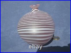 Bertil Vallien Aphrodite Art Glass Vase white Stripes Kosta Boda iridescent Pink