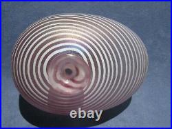 Bertil Vallien Aphrodite Art Glass Vase white Stripes Kosta Boda iridescent Pink