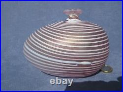 Bertil Vallien Aphrodite Art Glass Vase white Stripes Kosta Boda iridescent Pink