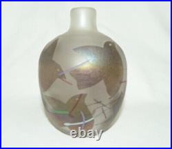 Bertil Vallien Art Glass Vase Kosta Boda Atelje Cameo Bird Design