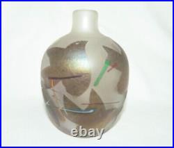 Bertil Vallien Art Glass Vase Kosta Boda Atelje Cameo Bird Design