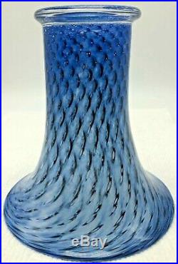 Bertil Vallien Blue Glass Vase Peacock Feather Signed Kosta Boda Sweden Mid Cent