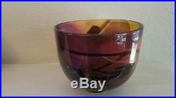 Bertil Vallien Kosta Boda Etched and Blown Art Glass Bowl signed