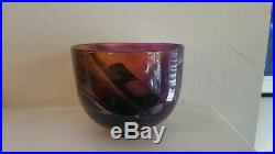Bertil Vallien Kosta Boda Etched and Blown Art Glass Bowl signed