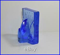 Bertil Vallien Signed Art Blue Glass Sculpture FOUR ELEMENTS NATURE Kosta Boda