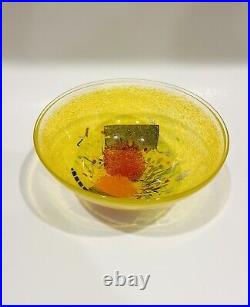 Bertil Vallien for Kosta Boda Artist Collection Yellow Satellite Glass Bowl