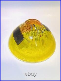 Bertil Vallien for Kosta Boda Artist Collection Yellow Satellite Glass Bowl